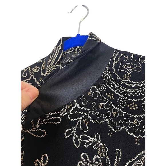 Retro Floral Embroidery Jacket PL Black Old Money Classic Preppy Boho Western - Picture 4 of 10